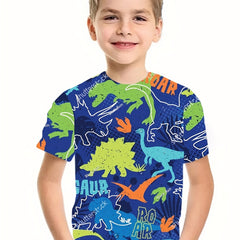 Boys' Dinosaur Graphic T Shirt Active Stretch Tee