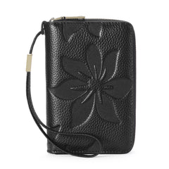 Classic Leather Wallet with Strap & Dual Zipper Closure
