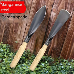 2pcs Manganese Steel Shovels w/ Wood Handles - Garden Planting Tools