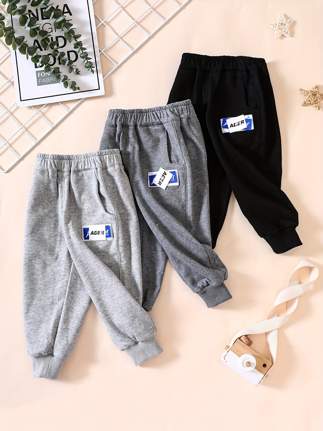 3pcs Boys Letter Print Active Sweatpants Comfortable Jogger Pants