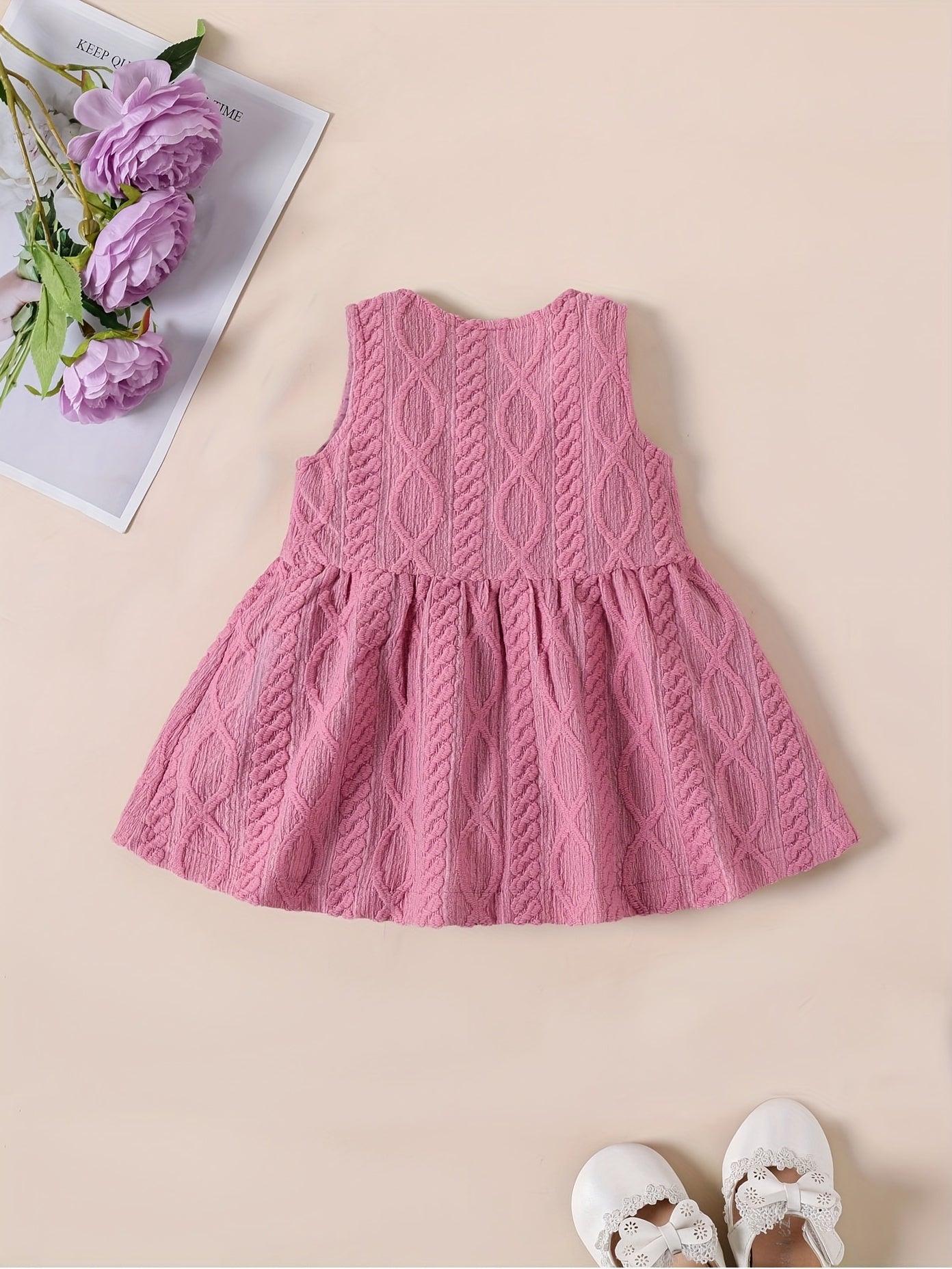 Toddler Baby Girls Cable Knit Sleeveless Dress