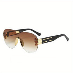 Men's Rimless One Lens Sunglasses Polarize UV Protection