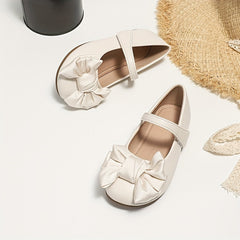 Vintage Bowknot Girls Flat Shoes Lightweight Non-slip Comfortable Spring
