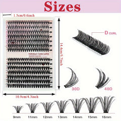 280 Pcs Cluster Lashes DIY Individual Lashes D Curling Fluffy False Eyelashes