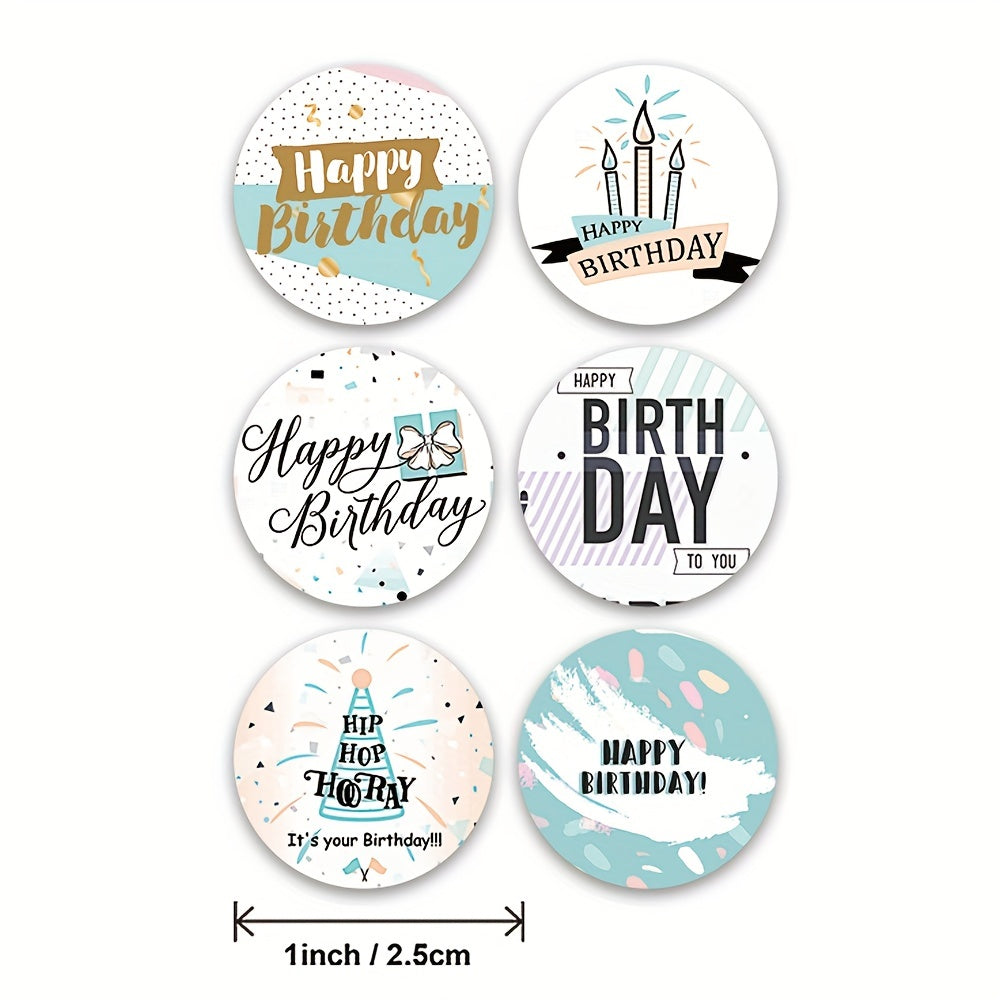 500pcs Happy Birthday Decoration Sticker 1.0inch Envelope Birthday Gift Label