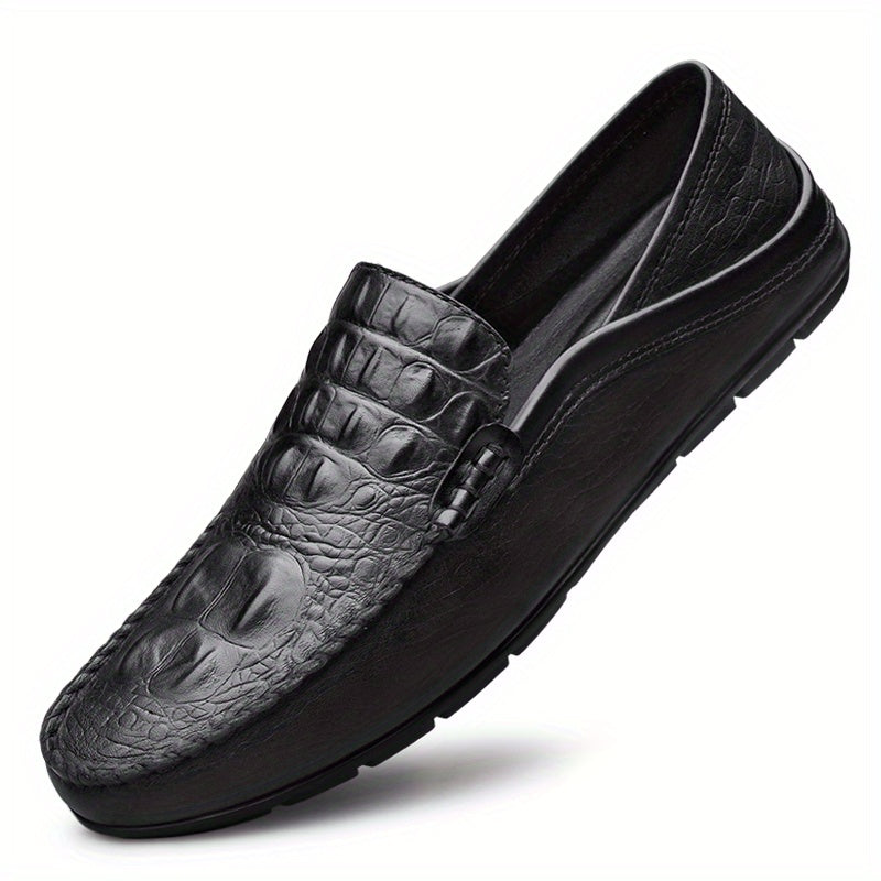 Men's Crocodile Pattern Loafer Shoes Non Slip Casual Comfort