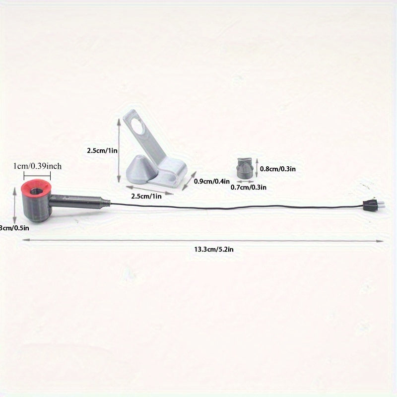 Mini Hair Dryer with Stand and Nozzle for Toy House Decoration