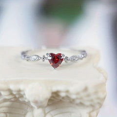 Heart Shaped Ruby Decor Ring for Girls