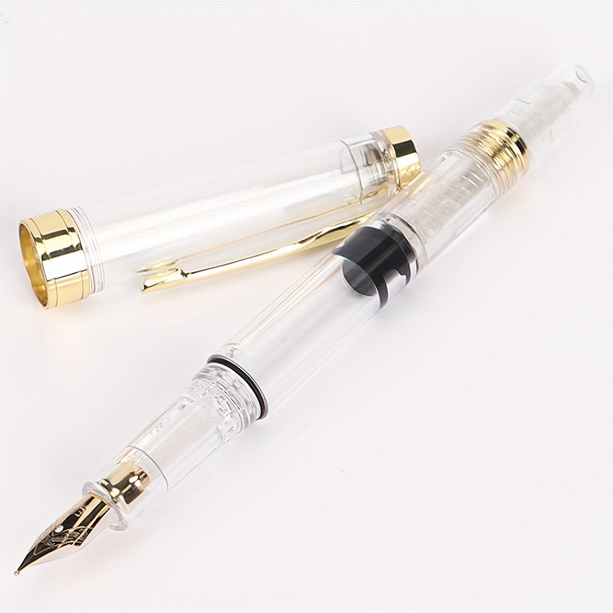 Clear Demonstrator Fountain Pen Fine Nib Silver Clip