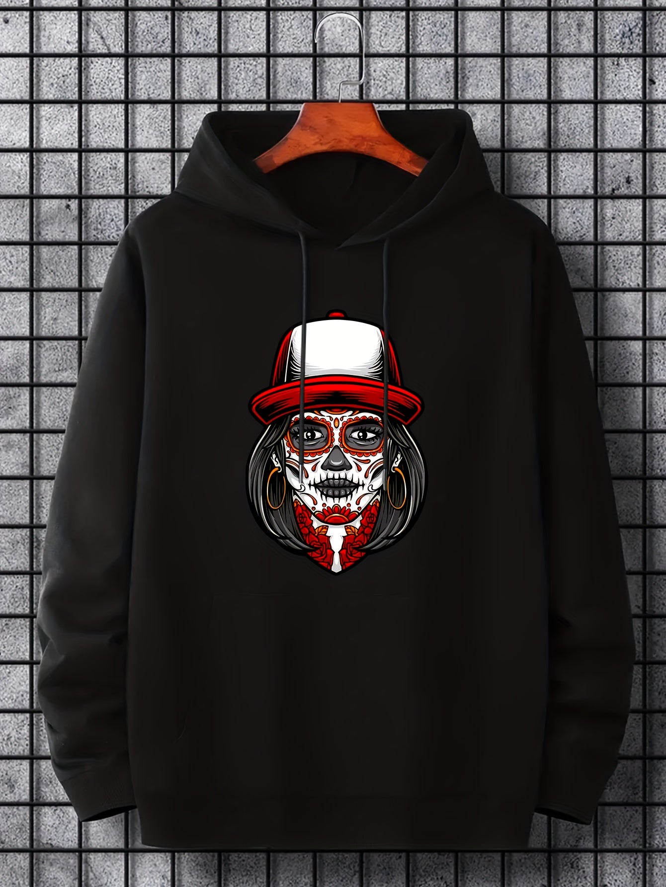 Men's Cartoon Floral Beauty Graphic Hoodie Casual Hooded Shirt