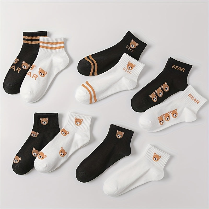 10 Pairs Cartoon Bear Socks Women's Stockings