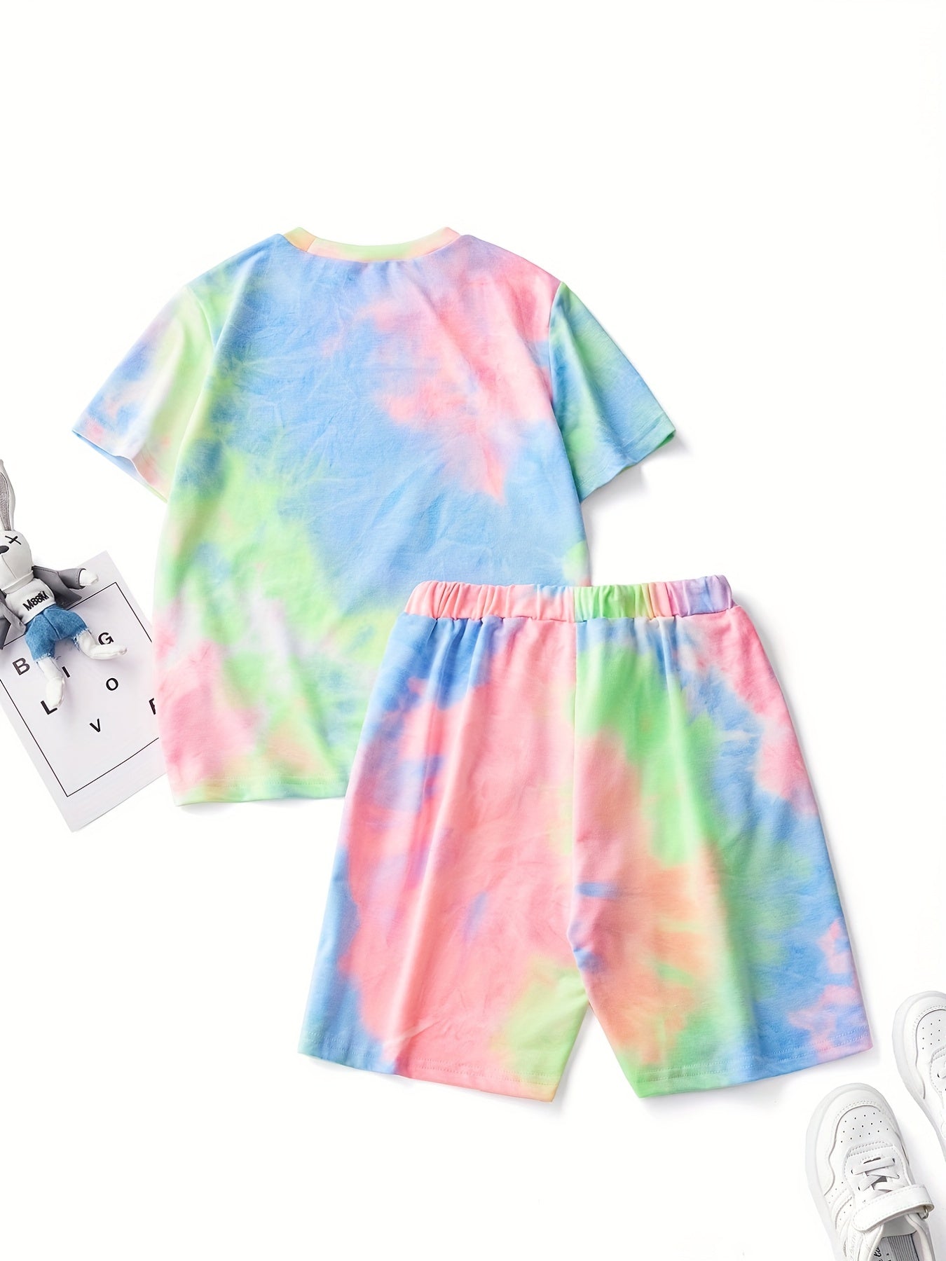 Boys Tie Dye Print Short Sleeve T Shirt & Shorts Set