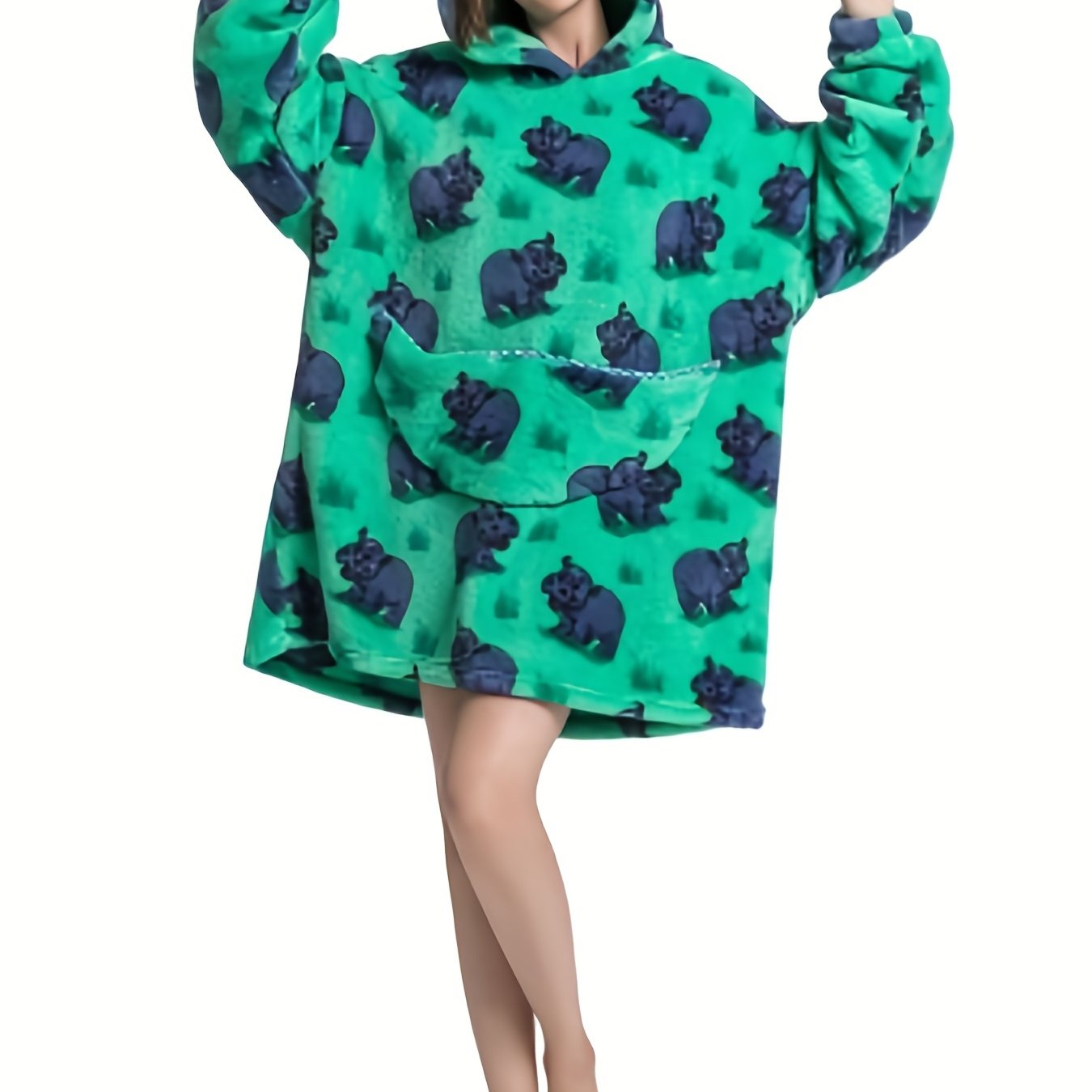 Animal Pattern Sherpa Fleece Hooded Blanket