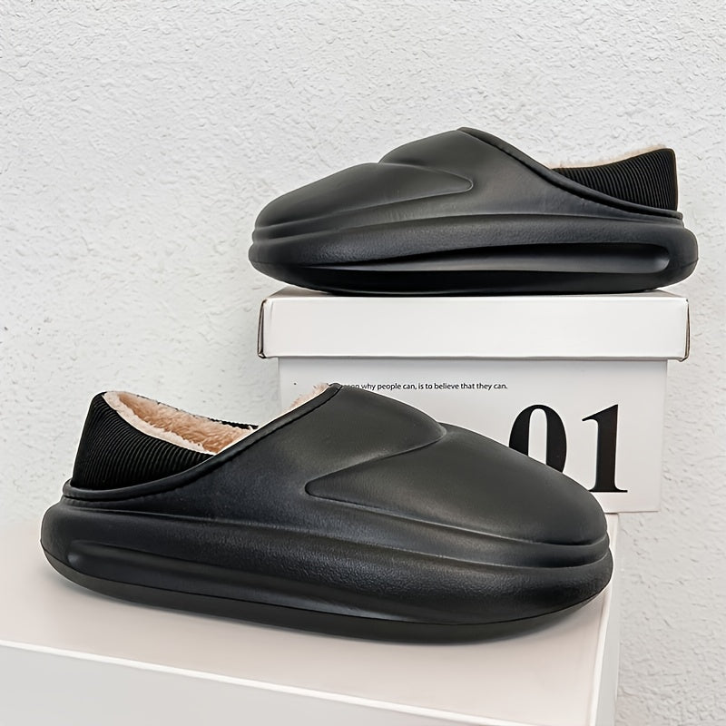 Men's Warm Fleece Non-Slip Slippers for Indoor Winter