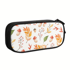 Cartoon Printed Double Layer Pen Bag Zippered Large Capacity Storage