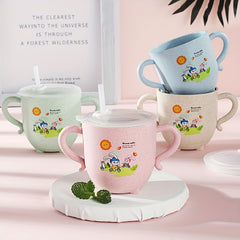 Cartoon Straw Cup for Kids - Durable and Anti-scald Milk Cup