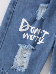 Boys Ripped Denim Shorts for Summer Outdoor