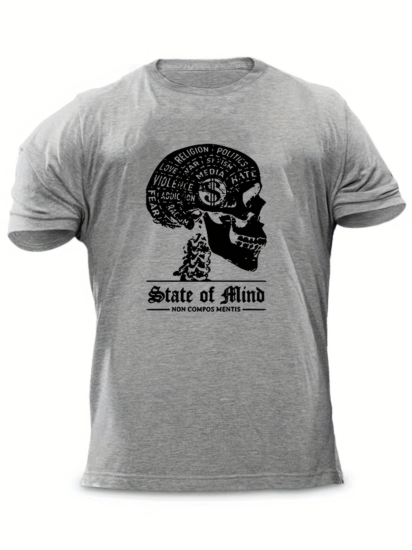 Men's State Of Mind Print T shirt Casual Comfy Tee for Summer