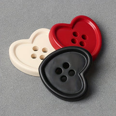 5pcs Heart Shaped Shank Buttons Red Beige Crafts & Clothing Repair