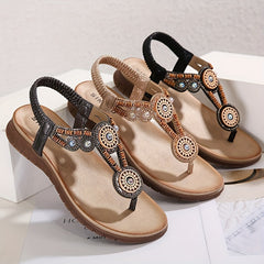 Boho Beads Flat Sandals Thong Slip-On Anti-Skid Shoes