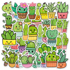 50pcs Cactus Cartoon Stickers Waterproof Vinyl Stickers For Laptop Travel