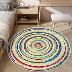 Colorful Modern Round Area Rug 5 25ft Non Slip Mat for Living Room Bedroom