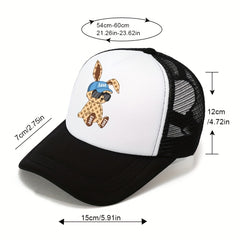 Baseball Mesh Cap Men's Cartoon Bear Print Adjustable Hip hop Hat