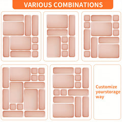 45pcs Plastic Drawer Organizer Set for Makeup Jewelry Utensils Gadgets