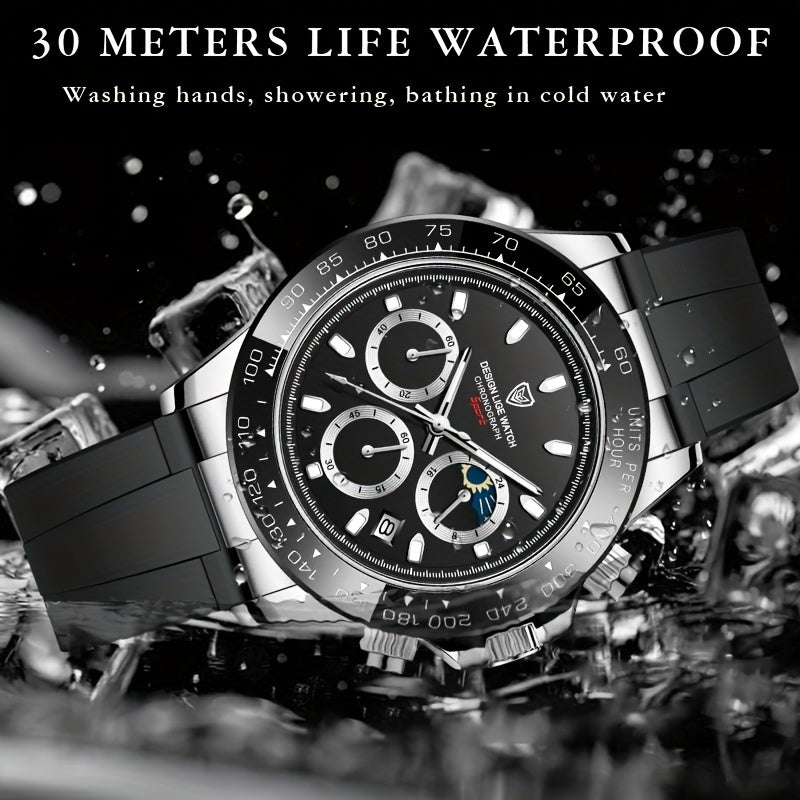 LIGE Boy's Big Dial Silicone Sport Watch Waterproof Quartz Chronograph