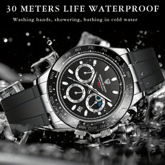 LIGE Boy's Big Dial Silicone Sport Watch Waterproof Quartz Chronograph