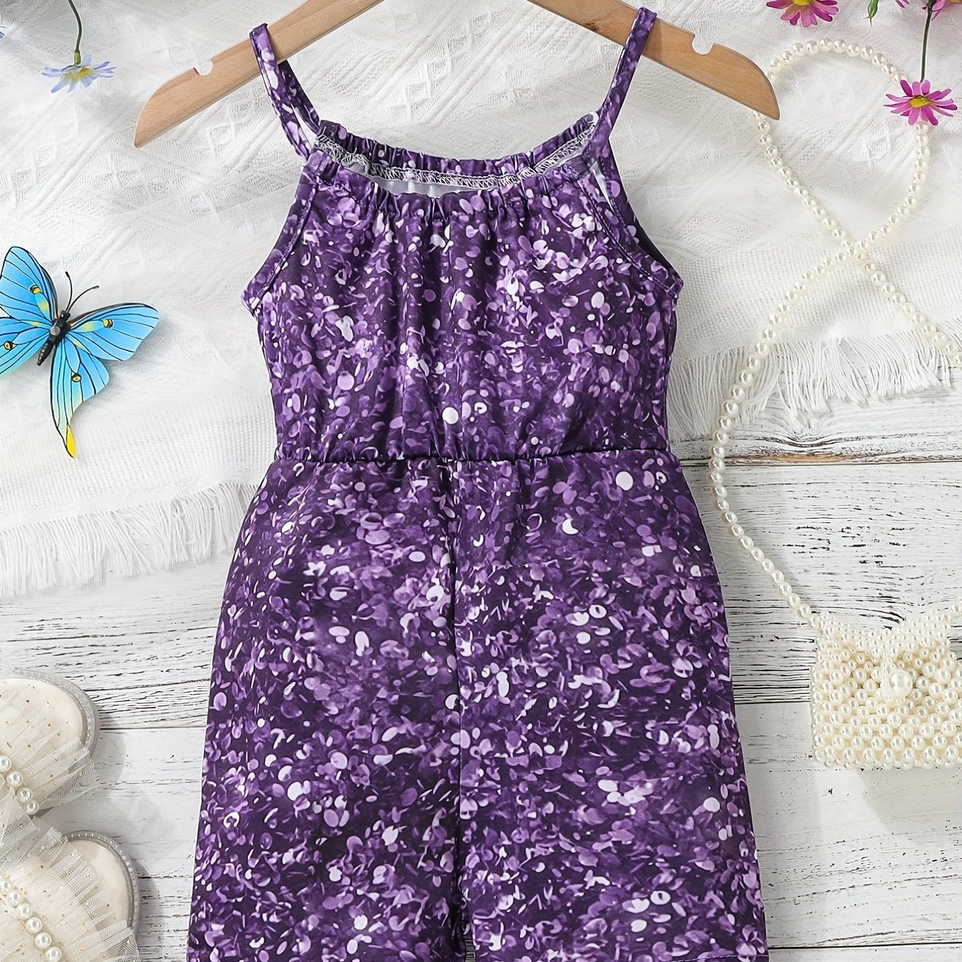Girls Allover Print Camisole Jumpsuit For Summer