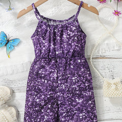 Girls Allover Print Camisole Jumpsuit For Summer