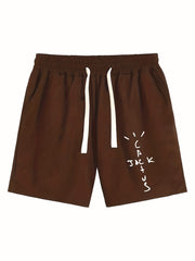 Men's Letter Print Drawstring Shorts for Summer