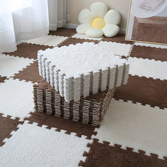 12pcs Plush Puzzle Foam Floor Mat Interlocking Carpet Rug