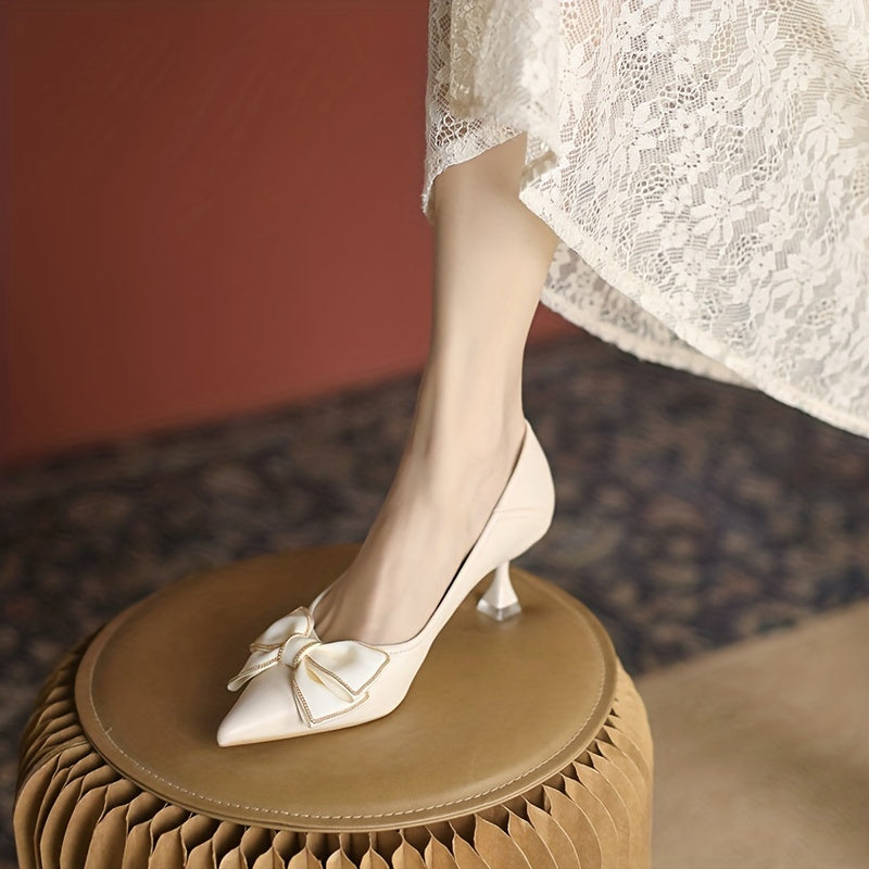 Bowknot Kitten Heels Wedding Pumps