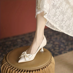 Bowknot Kitten Heels Wedding Pumps