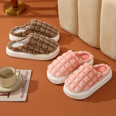 Women's Quilted Plaid Slippers Soft Sole Cozy Indoor Shoes