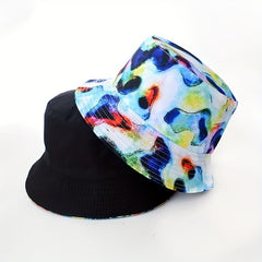 Hip Hop Reversible Bucket Hat Y2K Tie Dye Print Sunscreen Fisherman Cap