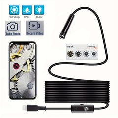 HD Industrial Endoscope Camera 1m10m Wired Pipe Inspection Borescope 8MM Lens