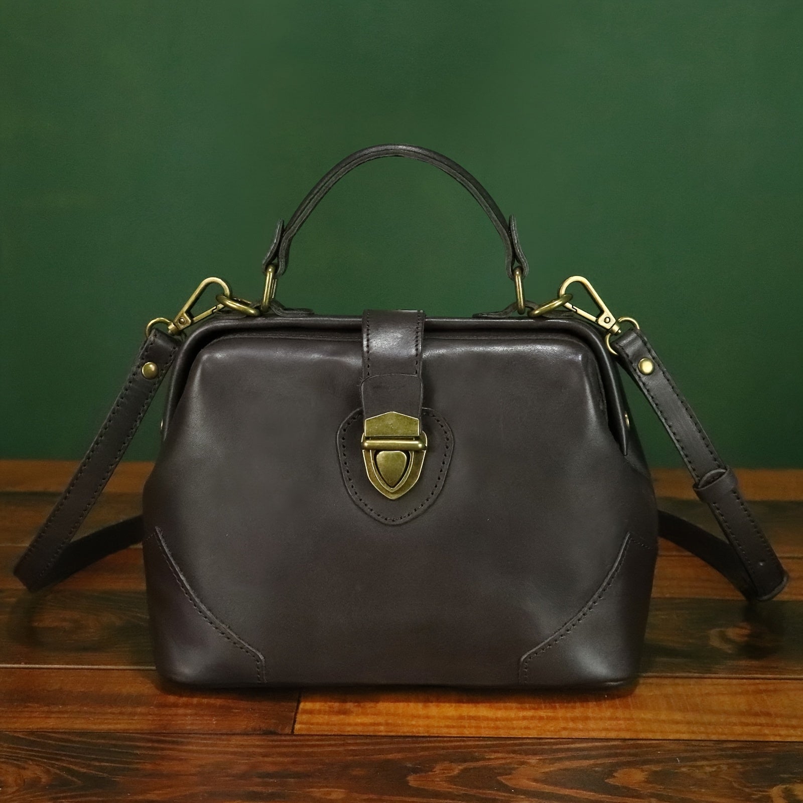Vintage Leather Small Bag for Women Crossbody Phone Purse Metal Lock Brown
