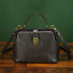 Vintage Leather Small Bag for Women Crossbody Phone Purse Metal Lock Brown