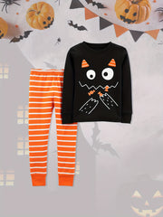 Girls Devil Graphic Pullover + Pumpkin Pants Set