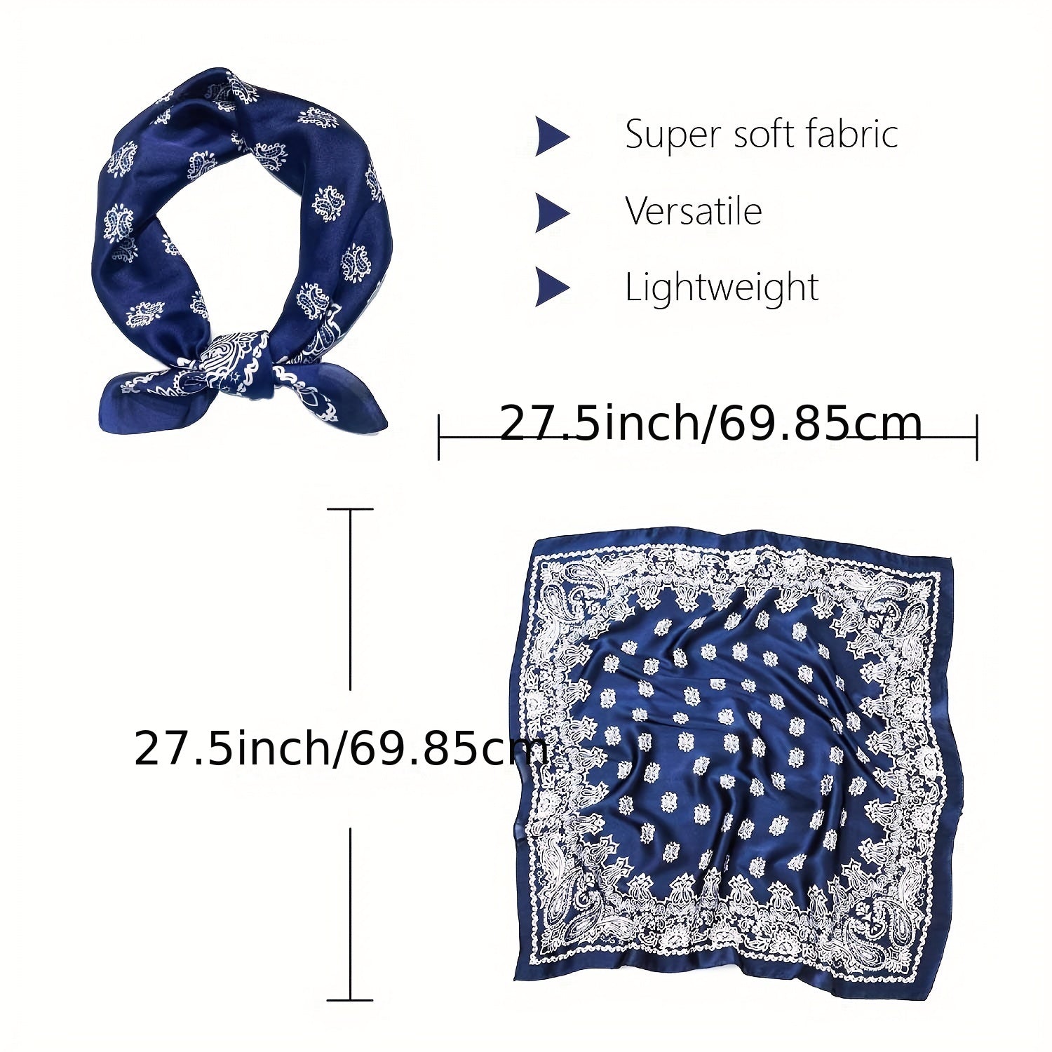 Silk Feeling Scarf Medium Square Satin Head Scarf Neck Scarf For Women