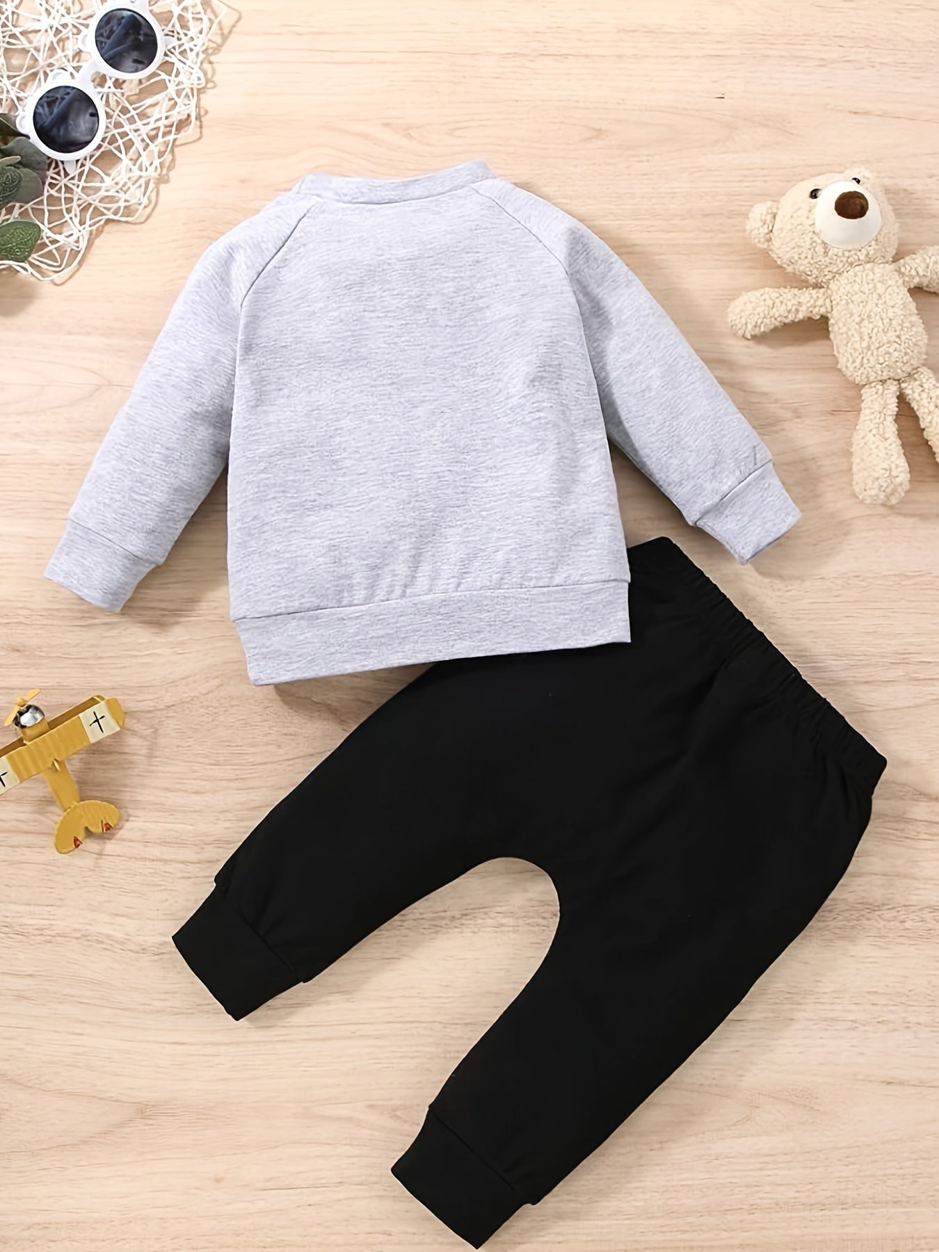 Bear Pattern Baby Boy's 2pcs Sweatshirt & Sweatpants Set - Toddler Kids Clothes