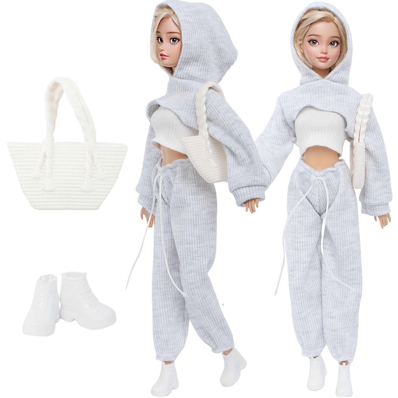 5pcs Doll Clothes Set for 29 Girl Dolls, 3 Clothing, 2 Bags, Sport Shoes