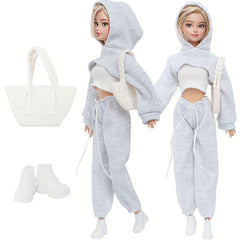 5pcs Doll Clothes Set for 29 Girl Dolls, 3 Clothing, 2 Bags, Sport Shoes