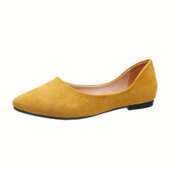 Women's Pointed Toe Ballet Flats Micro Suede Slip On Shoes