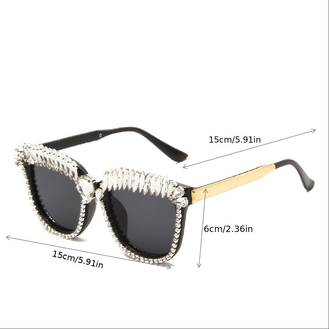 Oversized Rhinestone Decor Sunglasses UV400