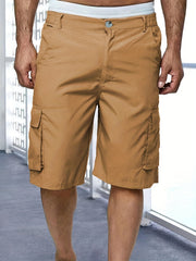 Men's Casual Zipper Cargo Short Pants Flap Pocket Loose Shorts
