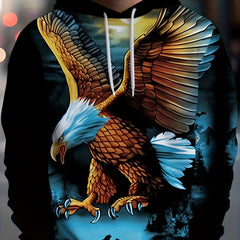 Eagle 3D Print Hoodie Comfy Loose Hooded Pullover Mens Clothing